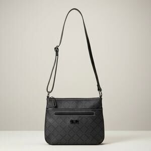 George Geometric Black & grey Crossbody Purse with multiple storage pockets